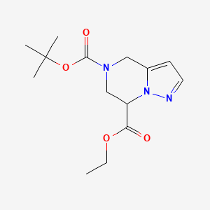 molecular formula C14H21N3O4 B3111409 5-tert-Butyl 7-ethyl 6,7-dihydropyrazolo[1,5-a]pyrazine-5,7(4H)-dicarboxylate CAS No. 1823856-54-7