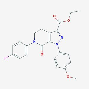 molecular formula C22H20IN3O4 B031117 ethyl 6-(4-iodophenyl)-1-(4-methoxyphenyl)-7-oxo-4,5,6,7-tetrahydro-1H-pyrazolo[3,4-c]pyridine-3-carboxylate CAS No. 473927-64-9