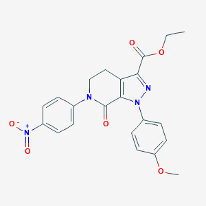 molecular formula C22H20N4O6 B031121 Ethyl 1-(4-methoxyphenyl)-6-(4-nitrophenyl)-7-oxo-4,5,6,7-tetrahydro-1H-pyrazolo[3,4-c]pyridine-3-carboxylate CAS No. 536759-91-8