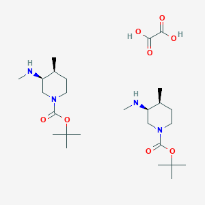 molecular formula C14H26N2O6 B3113264 tert-butyl (3S,4S)-4-methyl-3-(methylamino)piperidine-1-carboxylate hemioxalate CAS No. 1946010-91-8