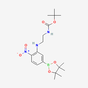molecular formula C19H30BN3O6 B3114951 tert-Butyl (2-((2-nitro-5-(4,4,5,5-tetramethyl-1,3,2-dioxaborolan-2-yl)phenyl)amino)ethyl)carbamate CAS No. 2058154-37-1