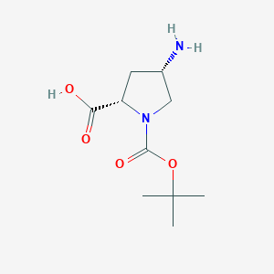 molecular formula C10H18N2O4 B031156 (2S,4S)-4-amino-1-(tert-butoxycarbonyl)pyrrolidine-2-carboxylic acid CAS No. 132622-66-3