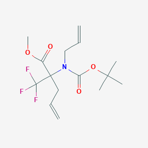 molecular formula C15H22F3NO4 B3116423 Methyl 2-[allyl(tert-butoxycarbonyl)amino]-2-(trifluoromethyl)pent-4-enoate CAS No. 216235-40-4