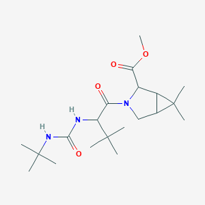 molecular formula C20H35N3O4 B3116508 Methyl 3-[2-(tert-butylcarbamoylamino)-3,3-dimethylbutanoyl]-6,6-dimethyl-3-azabicyclo[3.1.0]hexane-2-carboxylate CAS No. 2170811-36-4