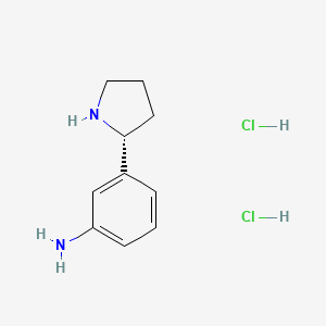 molecular formula C10H16Cl2N2 B3116586 (R)-3-(Pyrrolidin-2-YL)aniline 2hcl CAS No. 2177258-00-1