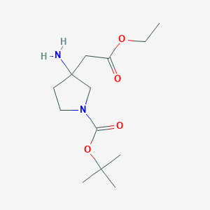 molecular formula C13H24N2O4 B3117550 tert-Butyl 3-amino-3-(2-ethoxy-2-oxoethyl)pyrrolidine-1-carboxylate CAS No. 2241129-13-3