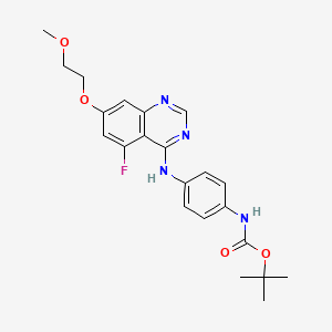 molecular formula C22H25FN4O4 B3117596 tert-Butyl (4-((5-fluoro-7-(2-methoxyethoxy)quinazolin-4-yl)amino)phenyl)carbamate CAS No. 2248003-87-2