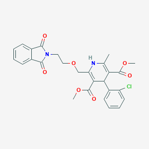 molecular formula C27H25ClN2O7 B031180 Dimethyl 4-(2-chlorophenyl)-2-[2-(1,3-dioxoisoindol-2-yl)ethoxymethyl]-6-methyl-1,4-dihydropyridine-3,5-dicarboxylate CAS No. 140171-50-2