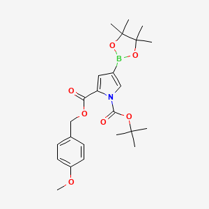 molecular formula C24H32BNO7 B3118398 1-BOC-2-(4-methoxybenzyloxycarbonyl)pyrrole-4-boronic acid pinacol ester CAS No. 2377607-06-0