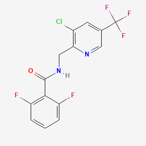 molecular formula C14H8ClF5N2O B3118476 N-{[3-chloro-5-(trifluoromethyl)-2-pyridinyl]methyl}-2,6-difluorobenzenecarboxamide CAS No. 239110-08-8