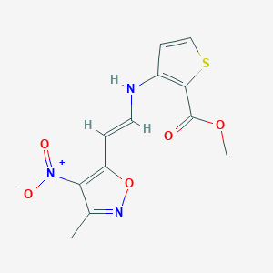 molecular formula C12H11N3O5S B3118626 methyl 3-[[(E)-2-(3-methyl-4-nitro-1,2-oxazol-5-yl)ethenyl]amino]thiophene-2-carboxylate CAS No. 240799-51-3