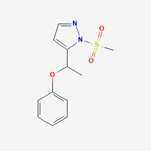molecular formula C12H14N2O3S B3118645 1-(methylsulfonyl)-5-(1-phenoxyethyl)-1H-pyrazole CAS No. 241127-13-9