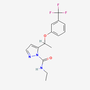 molecular formula C15H16F3N3O2 B3118649 N-ethyl-5-{1-[3-(trifluoromethyl)phenoxy]ethyl}-1H-pyrazole-1-carboxamide CAS No. 241127-26-4