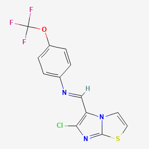 molecular formula C13H7ClF3N3OS B3118670 N-[(6-chloroimidazo[2,1-b][1,3]thiazol-5-yl)methylene]-4-(trifluoromethoxy)aniline CAS No. 241132-38-7