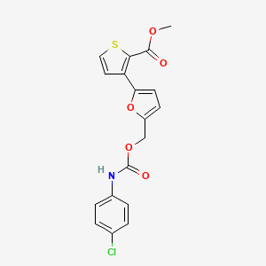 molecular formula C18H14ClNO5S B3118671 Methyl 3-[5-({[(4-chloroanilino)carbonyl]oxy}methyl)-2-furyl]-2-thiophenecarboxylate CAS No. 241132-50-3