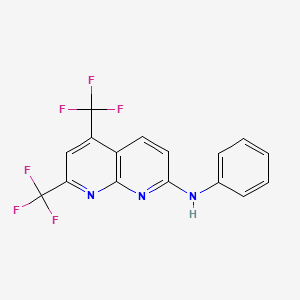 molecular formula C16H9F6N3 B3118720 N-phenyl-5,7-bis(trifluoromethyl)[1,8]naphthyridin-2-amine CAS No. 241488-32-4
