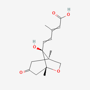 molecular formula C15H20O5 B3118919 5-[(1R,5R,8S)-8-Hydroxy-1,5-dimethyl-3-oxo-6-oxabicyclo[3.2.1]octan-8-yl]-3-methylpenta-2,4-dienoic acid CAS No. 24394-14-7