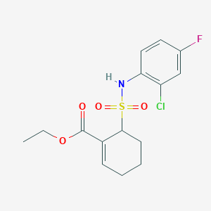 molecular formula C15H17ClFNO4S B3118923 ethyl 6-(N-(2-chloro-4-fluorophenyl)sulfamoyl)cyclohex-1-enecarboxylate CAS No. 243983-70-2