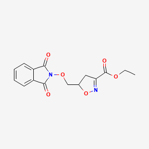 molecular formula C15H14N2O6 B3119433 ethyl 5-{[(1,3-dioxo-1,3-dihydro-2H-isoindol-2-yl)oxy]methyl}-4,5-dihydro-3-isoxazolecarboxylate CAS No. 251097-81-1
