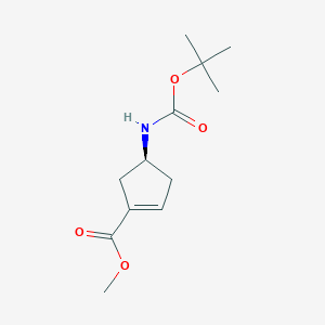 molecular formula C12H19NO4 B3119507 methyl (4S)-4-{[(tert-butoxy)carbonyl]amino}cyclopent-1-ene-1-carboxylate CAS No. 251327-00-1