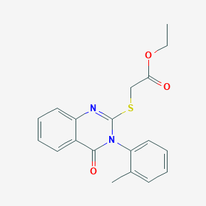 molecular formula C19H18N2O3S B3121530 Ethyl 2-(4-oxo-3-o-tolyl-3,4-dihydroquinazolin-2-ylthio)acetate CAS No. 28831-36-9