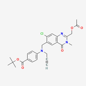 molecular formula C27H28ClN3O5 B3121589 tert-Butyl 4-(((2-(acetoxymethyl)-7-chloro-3-methyl-4-oxo-3,4-dihydroquinazolin-6-yl)methyl)(prop-2-ynyl)amino)benzoate CAS No. 289686-87-9