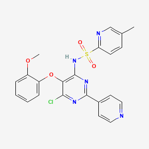 molecular formula C22H18ClN5O4S B3121654 5-Methyl-N-[6-chloro-5-(2-methoxyphenoxy)-2-(4-pyridyl)-4-pyrimidinyl]-2-pyridinesulfonamide CAS No. 290815-30-4