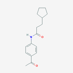 molecular formula C16H21NO2 B312191 N-(4-acetylphenyl)-3-cyclopentylpropanamide 