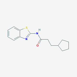 molecular formula C15H18N2OS B312193 N-(1,3-benzothiazol-2-yl)-3-cyclopentylpropanamide 