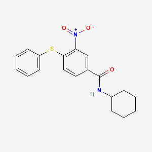 molecular formula C19H20N2O3S B3122897 N-cyclohexyl-3-nitro-4-(phenylsulfanyl)benzenecarboxamide CAS No. 303988-29-6