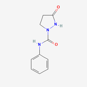 molecular formula C10H11N3O2 B3122927 3-oxo-N-phenyl-1-pyrazolidinecarboxamide CAS No. 303994-72-1