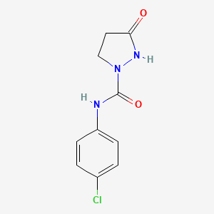 molecular formula C10H10ClN3O2 B3122928 N-(4-chlorophenyl)-3-oxopyrazolidine-1-carboxamide CAS No. 303994-73-2