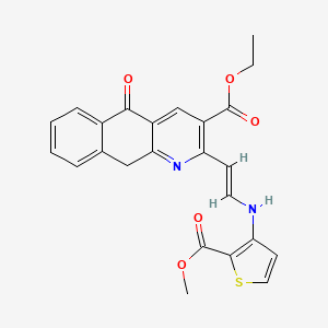 molecular formula C24H20N2O5S B3122951 ethyl 2-[(E)-2-[(2-methoxycarbonylthiophen-3-yl)amino]ethenyl]-5-oxo-10H-benzo[g]quinoline-3-carboxylate CAS No. 303995-09-7