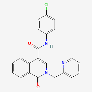 molecular formula C22H16ClN3O2 B3122970 N-(4-chlorophenyl)-1-oxo-2-(2-pyridinylmethyl)-1,2-dihydro-4-isoquinolinecarboxamide CAS No. 303995-33-7