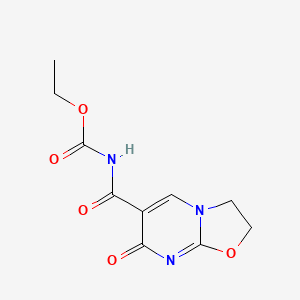 molecular formula C10H11N3O5 B3123052 ethyl N-[(7-oxo-2,3-dihydro-7H-[1,3]oxazolo[3,2-a]pyrimidin-6-yl)carbonyl]carbamate CAS No. 303997-27-5
