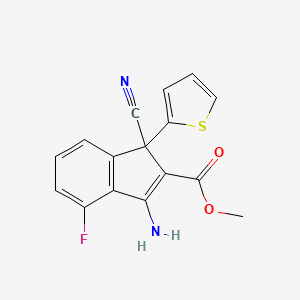 molecular formula C16H11FN2O2S B3123295 methyl 3-amino-1-cyano-4-fluoro-1-(2-thienyl)-1H-indene-2-carboxylate CAS No. 306976-63-6