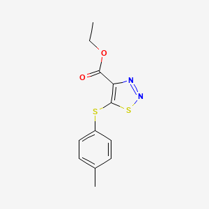 molecular formula C12H12N2O2S2 B3123302 Ethyl 5-[(4-methylphenyl)sulfanyl]-1,2,3-thiadiazole-4-carboxylate CAS No. 306977-04-8