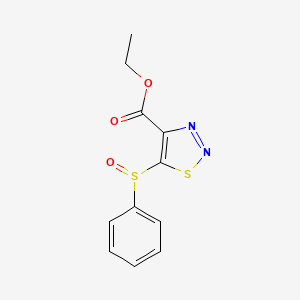 molecular formula C11H10N2O3S2 B3123316 Ethyl 5-(phenylsulfinyl)-1,2,3-thiadiazole-4-carboxylate CAS No. 306977-18-4