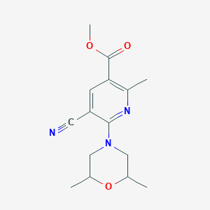 molecular formula C15H19N3O3 B3123378 Methyl 5-cyano-6-(2,6-dimethylmorpholino)-2-methylnicotinate CAS No. 306979-98-6