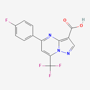 molecular formula C14H7F4N3O2 B3123641 5-(4-Fluorophenyl)-7-(trifluoromethyl)pyrazolo[1,5-a]pyrimidine-3-carboxylic acid CAS No. 310451-83-3