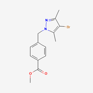 molecular formula C14H15BrN2O2 B3123729 Methyl 4-[(4-bromo-3,5-dimethyl-1H-pyrazol-1-yl)methyl]benzoate CAS No. 312309-32-3