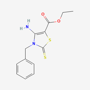 molecular formula C13H14N2O2S2 B3123819 Ethyl 4-amino-3-benzyl-2-thioxo-2,3-dihydro-1,3-thiazole-5-carboxylate CAS No. 312922-30-8