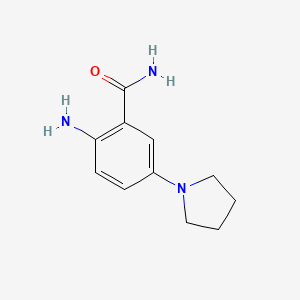 molecular formula C11H15N3O B3124048 Benzamide, 2-amino-5-(1-pyrrolidinyl)- CAS No. 314768-96-2