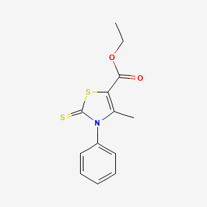 molecular formula C13H13NO2S2 B3124165 Ethyl 4-methyl-3-phenyl-2-thioxo-2,3-dihydro-1,3-thiazole-5-carboxylate CAS No. 3161-80-6
