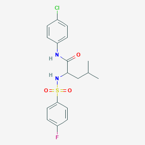 molecular formula C18H20ClFN2O3S B3124249 N-(4-chlorophenyl)-2-{[(4-fluorophenyl)sulfonyl]amino}-4-methylpentanamide CAS No. 317377-96-1