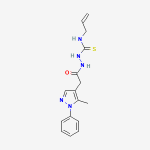 molecular formula C16H19N5OS B3124372 N-allyl-2-[2-(5-methyl-1-phenyl-1H-pyrazol-4-yl)acetyl]-1-hydrazinecarbothioamide CAS No. 318238-16-3