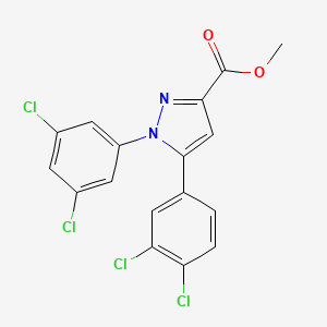 molecular formula C17H10Cl4N2O2 B3124411 methyl 5-(3,4-dichlorophenyl)-1-(3,5-dichlorophenyl)-1H-pyrazole-3-carboxylate CAS No. 318256-23-4