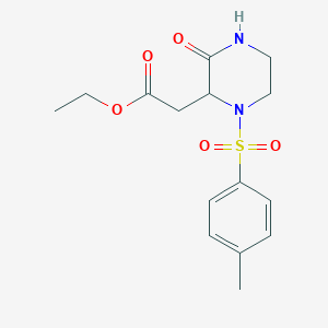 molecular formula C15H20N2O5S B3124454 Ethyl 2-(3-oxo-1-tosylpiperazin-2-yl)acetate CAS No. 318288-64-1