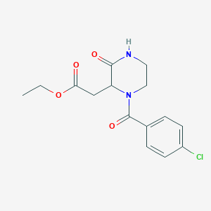 molecular formula C15H17ClN2O4 B3124481 Ethyl 2-[1-(4-chlorobenzoyl)-3-oxo-2-piperazinyl]acetate CAS No. 318469-63-5