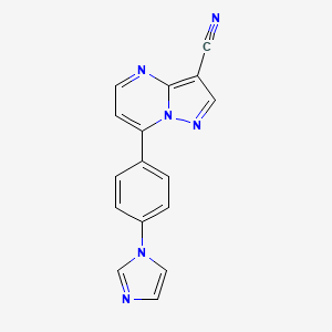 molecular formula C16H10N6 B3124647 7-[4-(1H-imidazol-1-yl)phenyl]pyrazolo[1,5-a]pyrimidine-3-carbonitrile CAS No. 320417-27-4